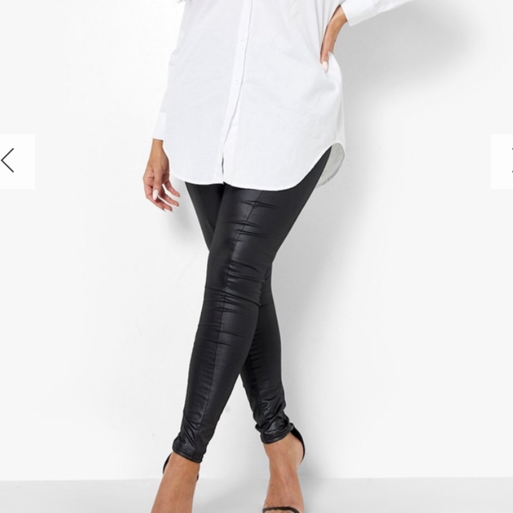SHEIN CURVE FAUX LEATHER BLACK SKINNY PANTS 1X
